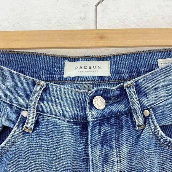 PACSUN Ripped Light Wash Boyfriend Blue Jeans - Picture 3 of 6